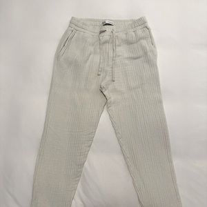 Men’s Zara Medium White Cream Linen Cropped Pants